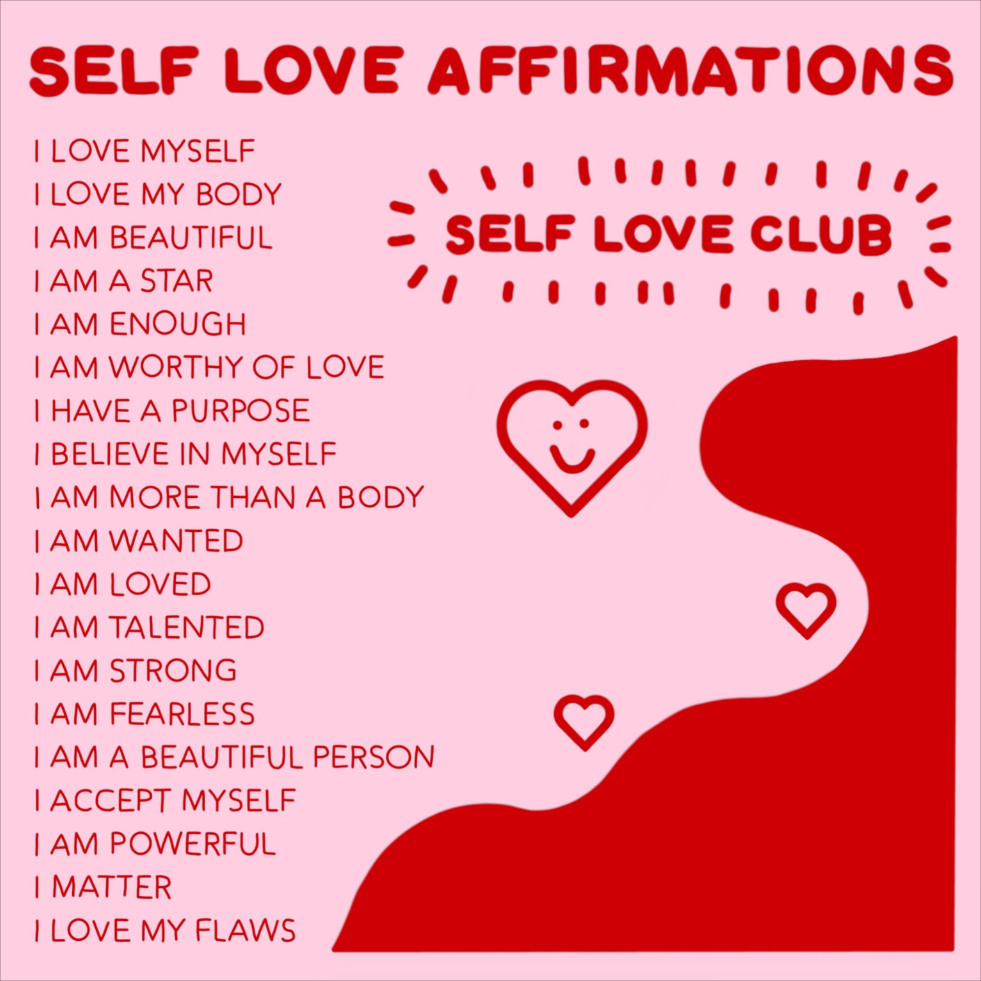 Self love affirmations chart